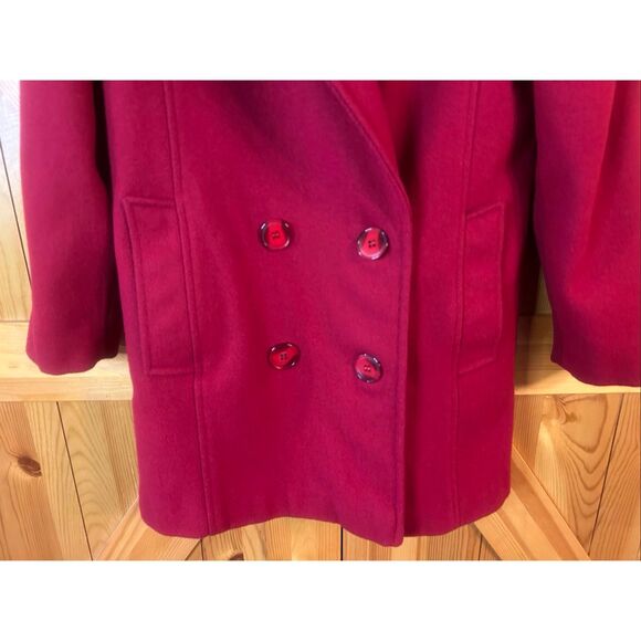 VINTAGE New York Girl Lined Double Breasted Red Wool Peacoat READ Size Medium (5 - Picture 2 of 6